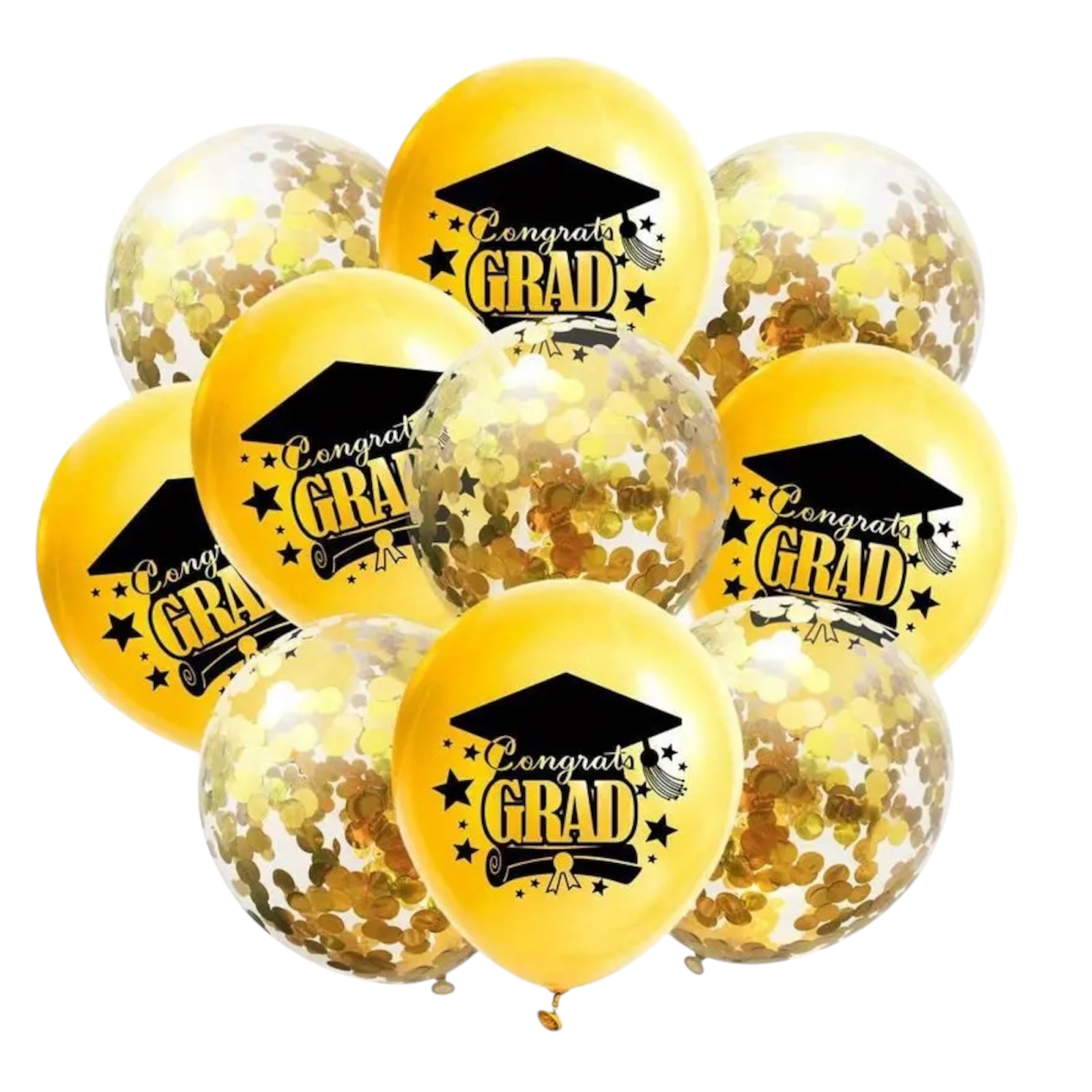 Photoroom 20250120 234001 Zlatno – žuta kombinacija lateks balona s konfetima – proslava diplome, 10/1